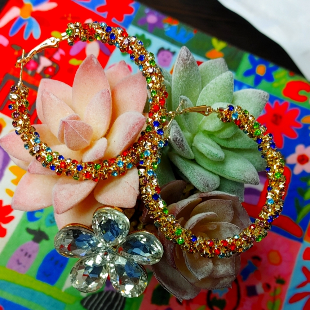 Multi color Sparkle Hoops